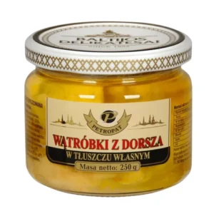 PETROPAT WĄTRÓBKI Z DORSZA W TŁUSZCZU WŁASNYM 250G