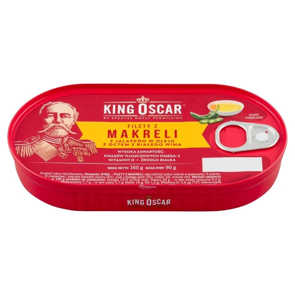 KING OSCAR FILETY Z MAKRELI W OLEJU Z OCTEM Z BIAŁEGO WINA 160G