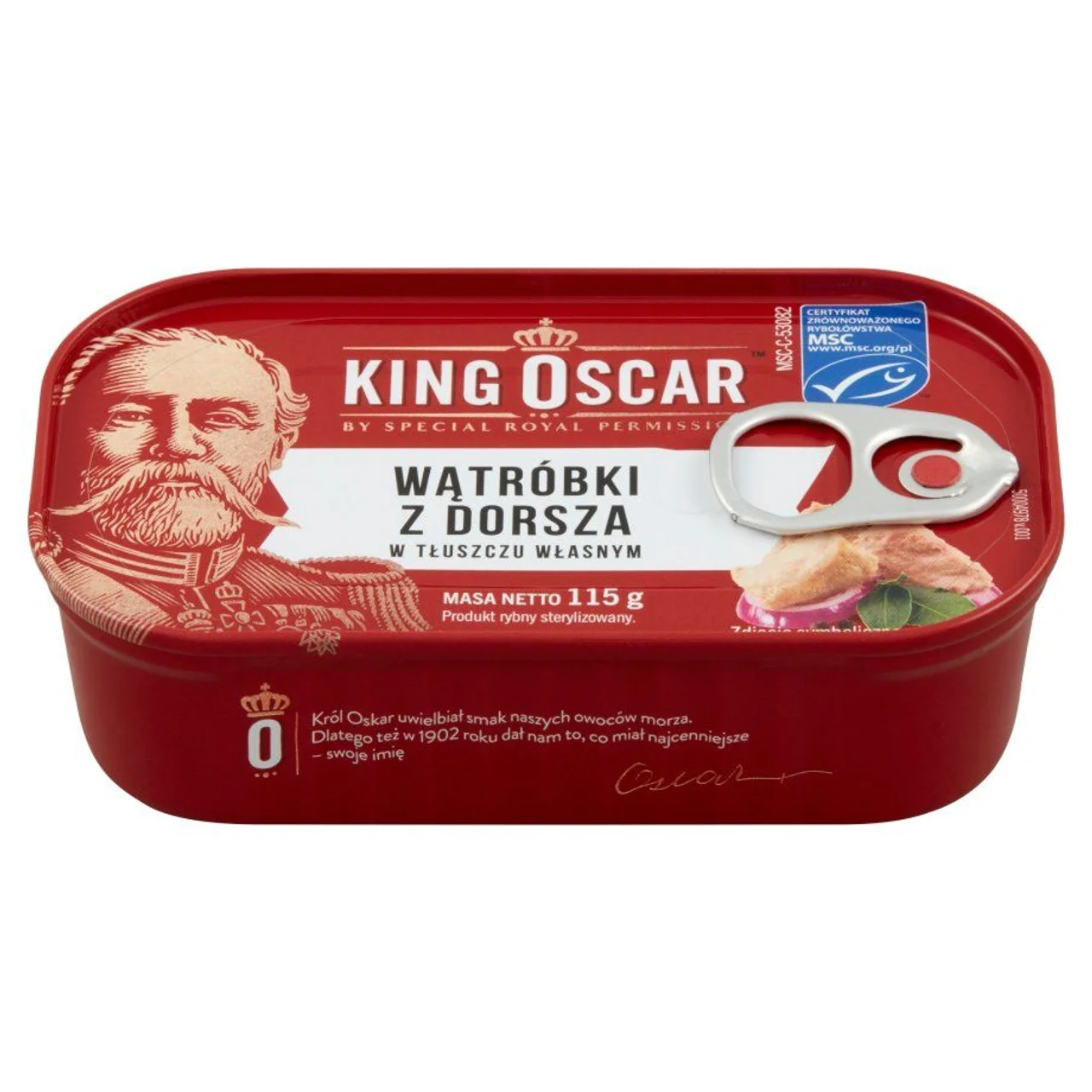 KING OSCAR WĄTRÓBKI Z DORSZA W TŁUSZCZU WŁASNYM 115G